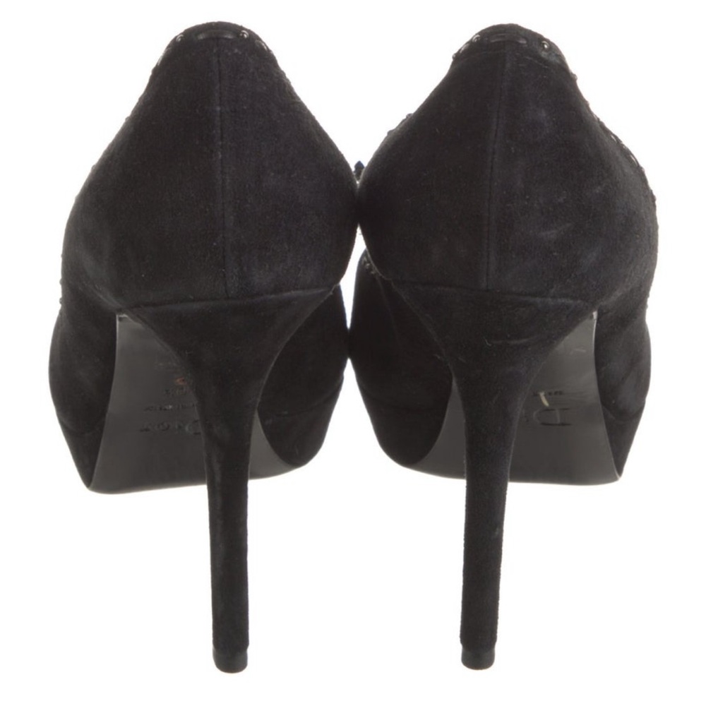 Dior Black suede platform Peep-Toe Heels size 40.5 - Picture 4 of 5